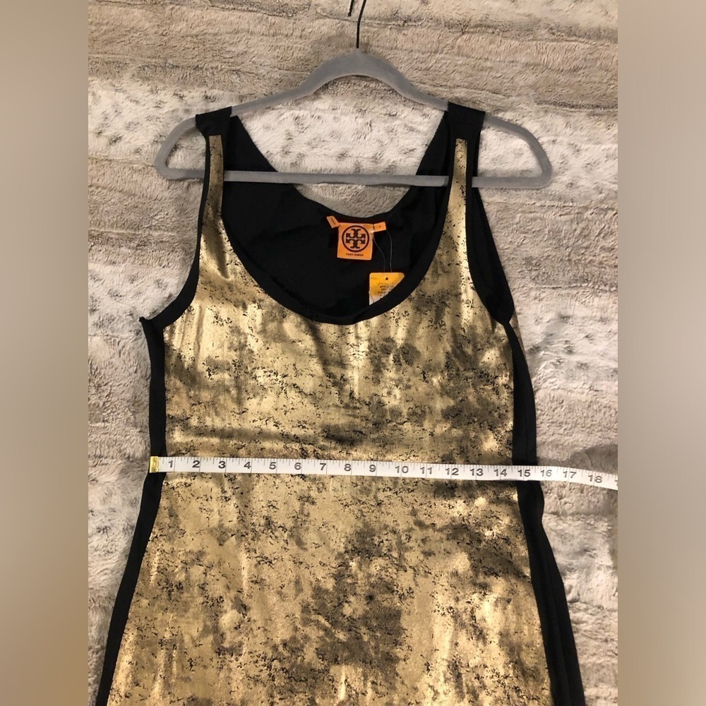 : : TORY BURCH New w/ Tag Metallic Gold & Black Sleeveless Dress : : - Picture 3 of 9